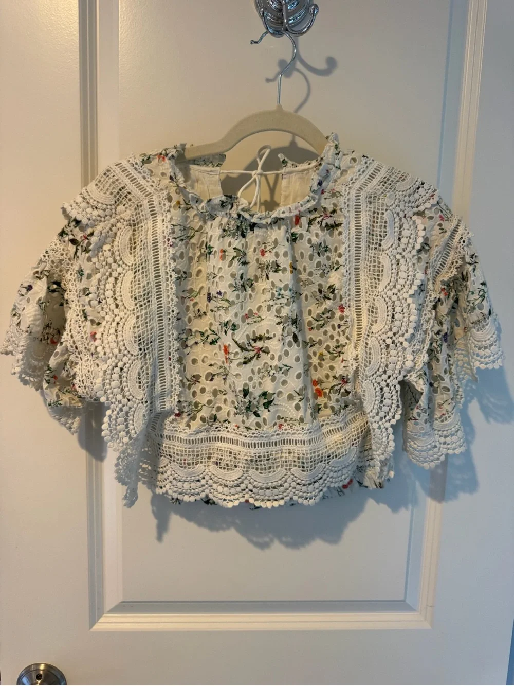 Alice + Olivia Tabitha Lace Floral Print Crop Top and Maxi Skirt Set | S